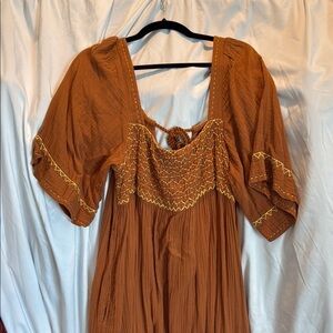 Free People Maxi Dress with Embroidered Details